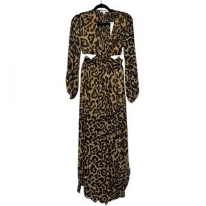 Dress‎ Day NWT Leopard Animal Print Cut Out Maxi Dress Size Medium Mobwife Fall